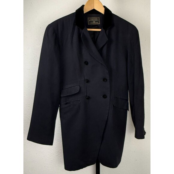 Express Tux Vintage 90s Black Tuxedo Jacket Velvet Trim 10 Wool Blend USA Made - Picture 9 of 11